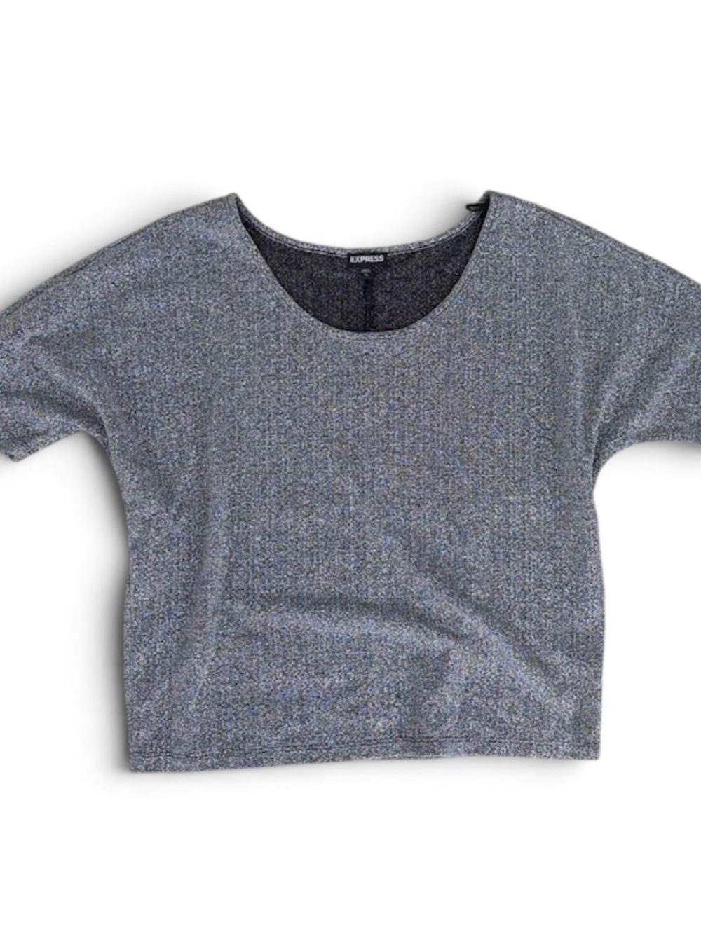 Express Metallic Sparkle Scoop Neck Top XS